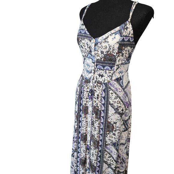 ⭐️Jaase Bohemian Criss Cross Smocked Button-down Maxi Dress Sz XS - Picture 3 of 9